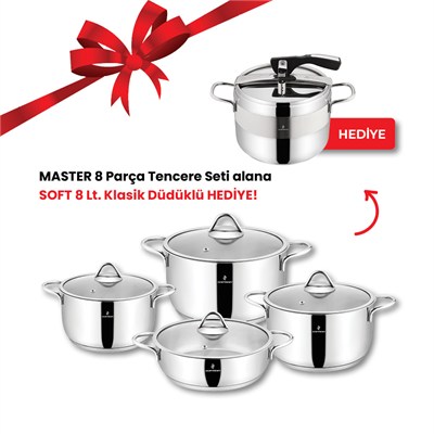 Sofram Master 8 Parça Tencere Seti + Soft Klasik Düdüklü Tencere 8 Lt.