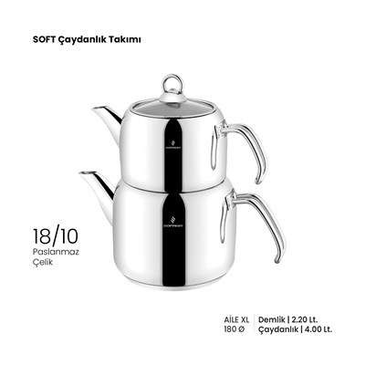 Sofram Soft 18 cm XL Aile Boy Çaydanlık Takımı