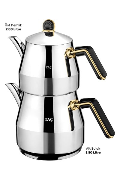 Taç Grossi Jumbo Boy 4 Parça Paslanmaz Çelik Çaydanlık Takımı Gold 2.00-3.50lt