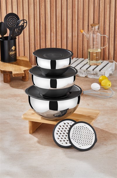 Taç MixMaster 9 Parça Rendeli Karıştırma ve Saklama Kabı (16-20-24 cm)