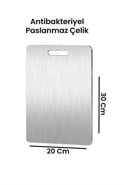 Taç Antibakteriyel Paslanmaz Çelik Kesme Tahtası 30 Cm