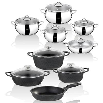 TAÇ GURME STEEL 17 PARÇA TENCERE SETİ