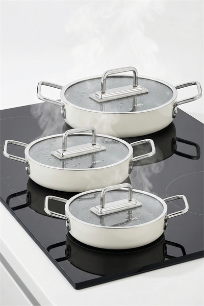 Taç Sera Feel 6 Parça Seramik Sahan Seti 18-20-22 Cm / Beyaz