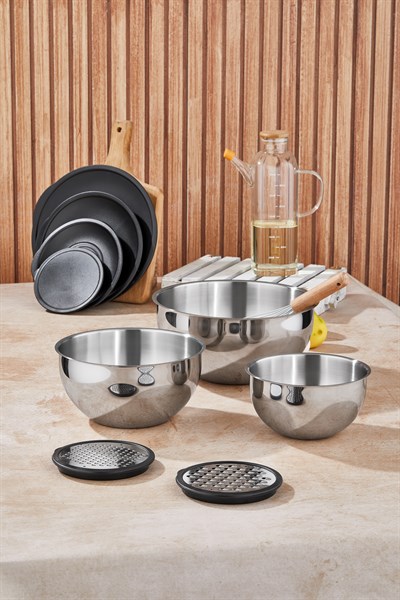 Taç MixMaster 9 Parça Rendeli Karıştırma ve Saklama Kabı (16-20-24 cm)