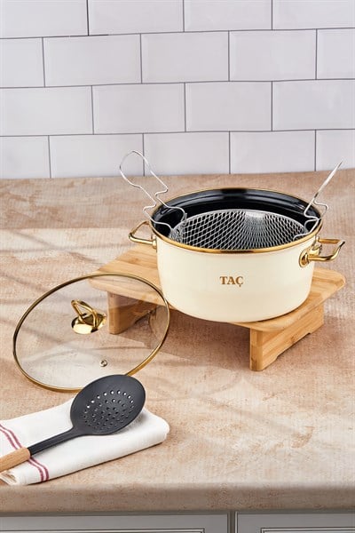 Taç Kızartma Tenceresi Emaye 22 Cm 4 Litre