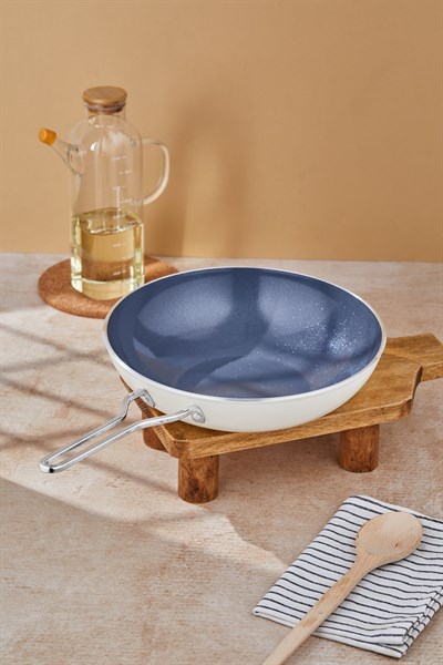 Taç Sera Feel Seramik Yanmaz Yapışmaz Wok Tava 28 cm / Beyaz