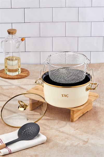 Taç Kızartma Tenceresi Emaye 22 Cm 4 Litre
