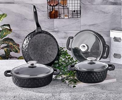 Taç 13 Parça Cam Kapaklı Döküm Pişirme Seti
