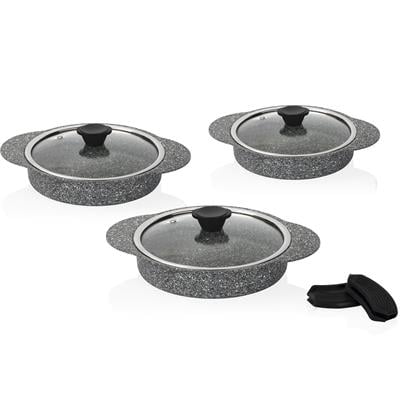 Taç Granit Plus 3lü Sahan Seti Tak/Çıkar Silikon Saplı Gri
