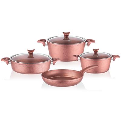 Taç Master Cook 4lü 7 Parça Granit Tencere Seti Rose Gold