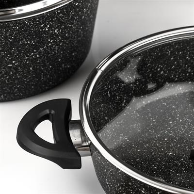 Taç Master Cook 4lü 7 Parça Granit Tencere Seti Siyah