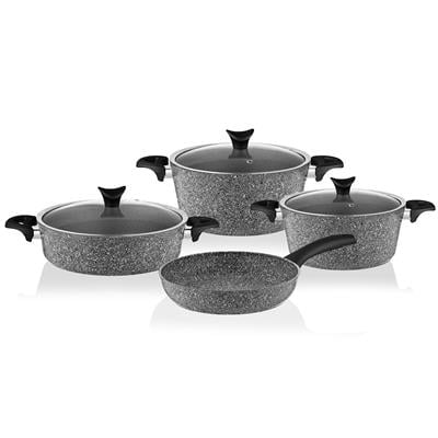Taç Master Cook 4'lü 7 Parça Granit Tencere Seti Gri
