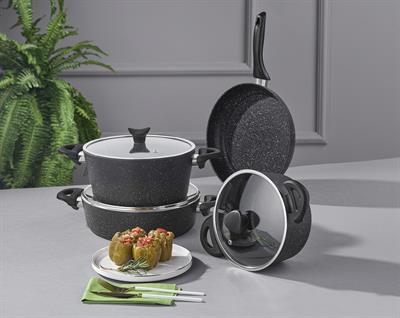 Taç Master Cook 4lü 7 Parça Granit Tencere Seti Siyah