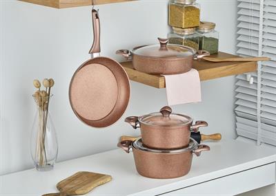 Taç Master Cook 4lü 7 Parça Granit Tencere Seti Rose Gold