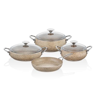 Taç MasterCook Tombik 7 Parça Tencere Seti Cappicuno Metal Saplı