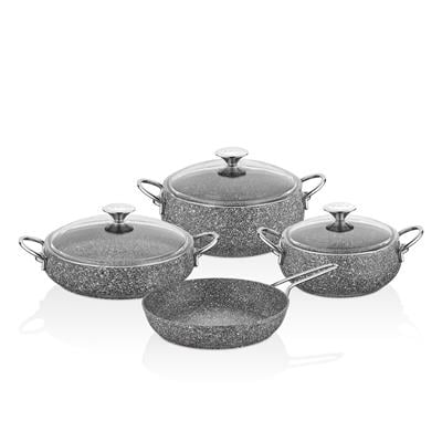 Taç MasterCook Tombik 7 Parça Tencere Seti Gri Metal Saplı