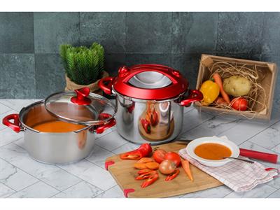 Taç Presto İndüksiyon Tabanlı 4 & 6 Litre Düdüklü Tencere Kırmızı