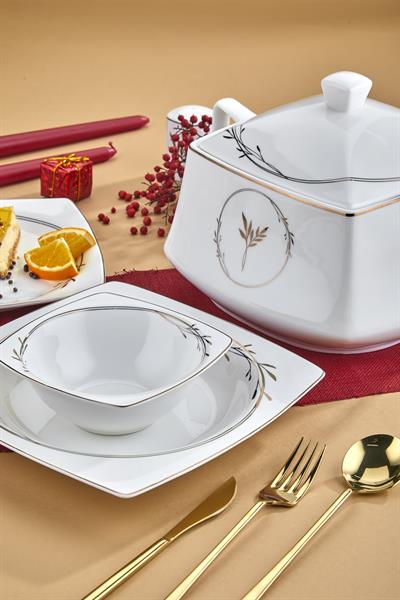Taç Real Bone Olea Gold 60 Parça 12 Kişilik Yemek Takımı