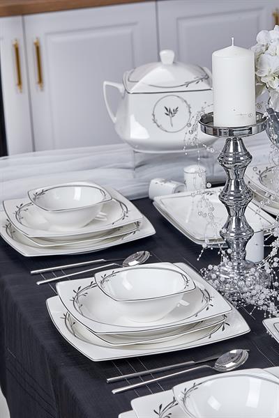 Taç Real Bone Olea Platin 60 Parça 12 Kişilik Yemek Takımı