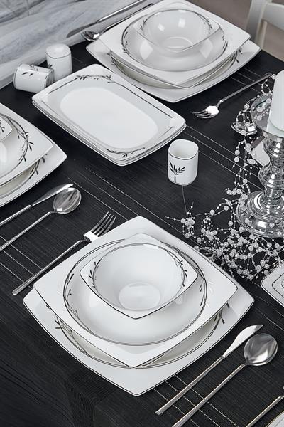 Taç Real Bone Olea Platin 60 Parça 12 Kişilik Yemek Takımı