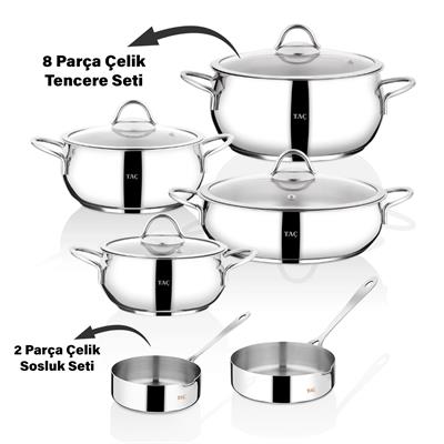 Taç Steel Chef  10 Parça Çelik Tencere ve Tava Seti