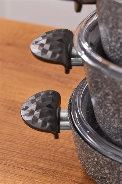 Taç Stone 7 Parça Granit Tencere Seti Gri