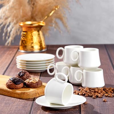 Taç Tulip 6 Kişilik Kahve Fincan Takımı White