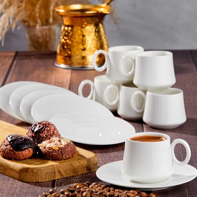Taç Tulip 6 Kişilik Kahve Fincan Takımı White
