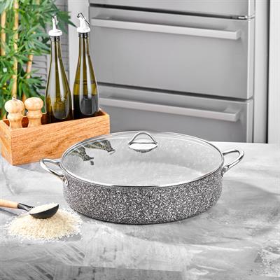 Taç Ultra Granit Basık Tencere Metal Saplı 36 Cm