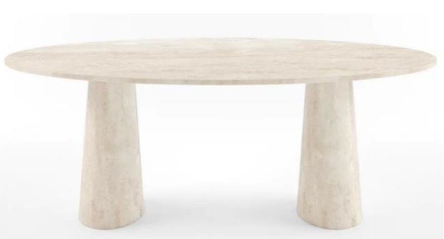 Elips Traverten Yemek Masası