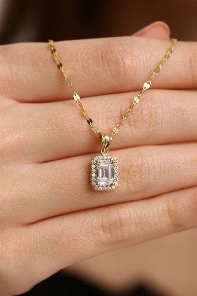 14 Ayar Altın Gösterişli Baget Kolye