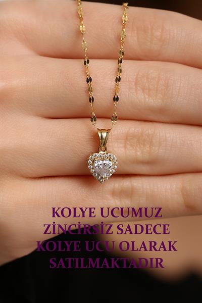 14 Ayar Altın Kalp Zarif Kolye Ucu