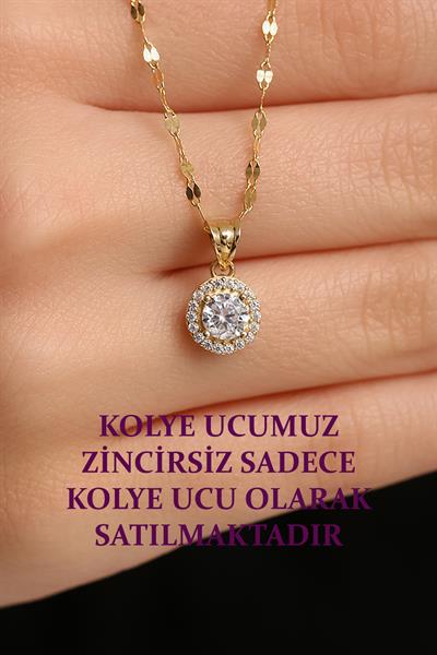 14 Ayar Altın Pırlanta Montürü Tek Taş Kolye Ucu