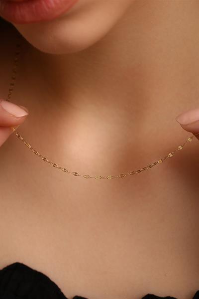 14 Ayar Altın Şık Aynalı Zincir Kolye