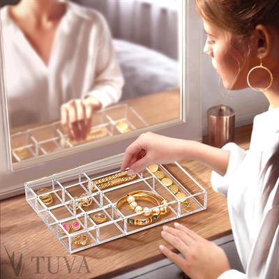 12 Kullanışlı Bölmeli Multi-Fonksiyonel Modern Aksesuar ve Makyaj Organizer | Dolap İçi ve Masaüstü Düzenleyici | Tuva Premium Tasarım