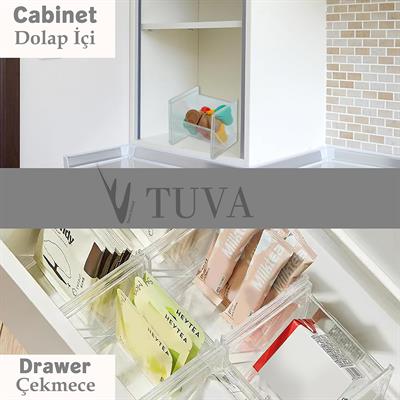 2li Şeffaf Çay Poşeti Düzenleyici Peçetelik | Pleksi Çok Amaçlı Organizer | Modern Masaüstü Düzenleyici | Tuva Elit Dekorasyon