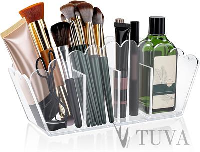 3 Bölmeli Yuvarlak Kenar Kıvrımlı Makyaj Organizer | Modern Tuva Şık Pleksi Dolap İçi Düzenleyici