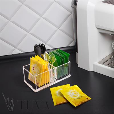 3 Gözlü Pratik Organizer Düzenleyici Peçetelik | Modern Tuva Pleksi | Minimal Masaüstü Organizer