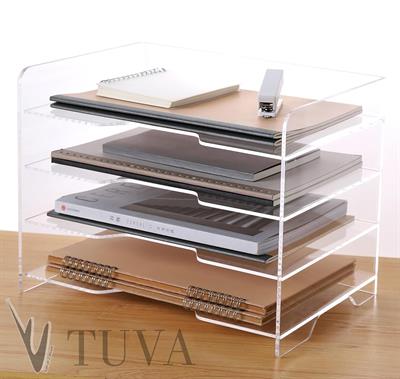 4 Kat Raflı Çok Amaçlı Fonksiyonel Dergilik Kitap Zarf Dosya Düzenleyici Organizer | Ev & Ofis Kullanımı | Tuva Premium Masaüstü Organizer