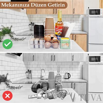 5 Bölmeli Çok Amaçlı Pratik Modern Organizer Düzenleyici | Premium Pleksi Organizer | Ev, Kafe ve Restoran Masaları için Tuva Tasarım
