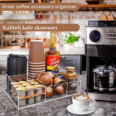 5 Bölmeli Çok Amaçlı Pratik Modern Organizer Düzenleyici | Premium Pleksi Organizer | Ev, Kafe ve Restoran Masaları için Tuva Tasarım