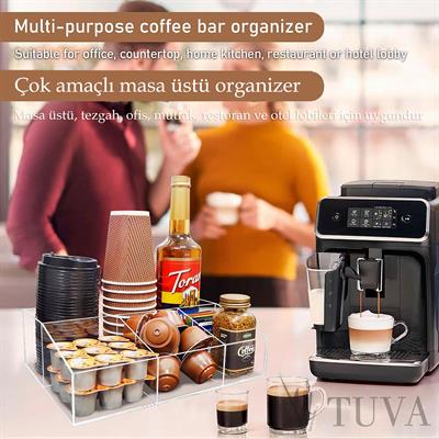 5 Bölmeli Çok Amaçlı Pratik Modern Organizer Düzenleyici | Premium Pleksi Organizer | Ev, Kafe ve Restoran Masaları için Tuva Tasarım