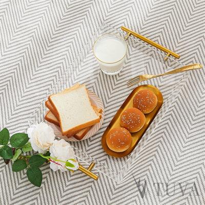 Altın Tutmaklı Modern Pleksi Tepsi | Tuva Premium Sunum ve Elit Dekoratif Servis Standı