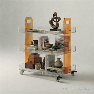 AMBER | Şeffaf Pleksi 3 Kat Raf Avangard Sehpa | Tuva Modern Yeni Nesil Dekorasyon