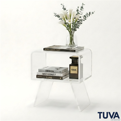 AURA | Bükümlü Yapı Modern Pleksi Yan Sehpa & Komodin | Elit Tasarım Ev & Ofis Dekorasyonu