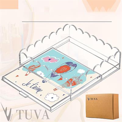Dalgalı Kenar Tasarımlı Alt Çekmece Raflı Organizer | Avangard ve Modern Pleksi Düzenleyici | Tuva Premium Koleksiyon