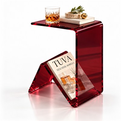 Elan | Tek Parça Bükümlü Şeffaf Akrilik Modern Sehpa | TUVA Collection