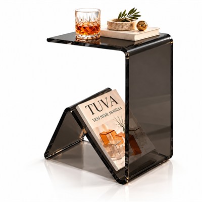 Elan | Tek Parça Bükümlü Şeffaf Akrilik Modern Sehpa | TUVA Collection