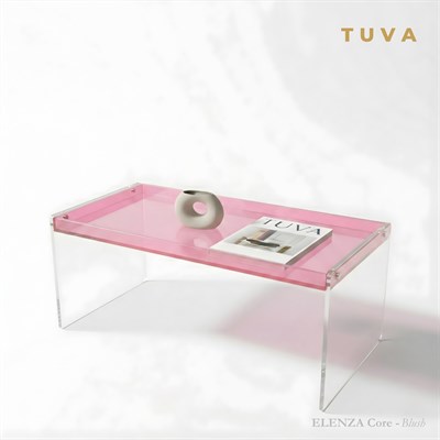 ELENZA Core | Şeffaf Ayaklı Renkli Raflı Premium Akrilik Orta Sehpa | TUVA Yeni Nesil Mobilya - Core Collection