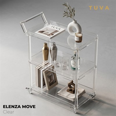 ELENZA MOVE | Akrilik Yan Sehpa Servis Arabası & Lüks Bar Arabası | TUVA Collection